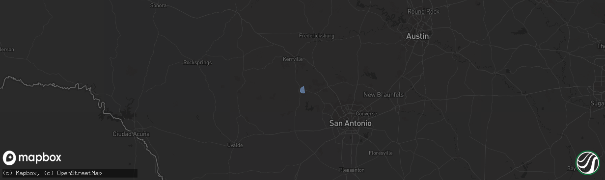 Hail map in Bandera, TX on April 15, 2023