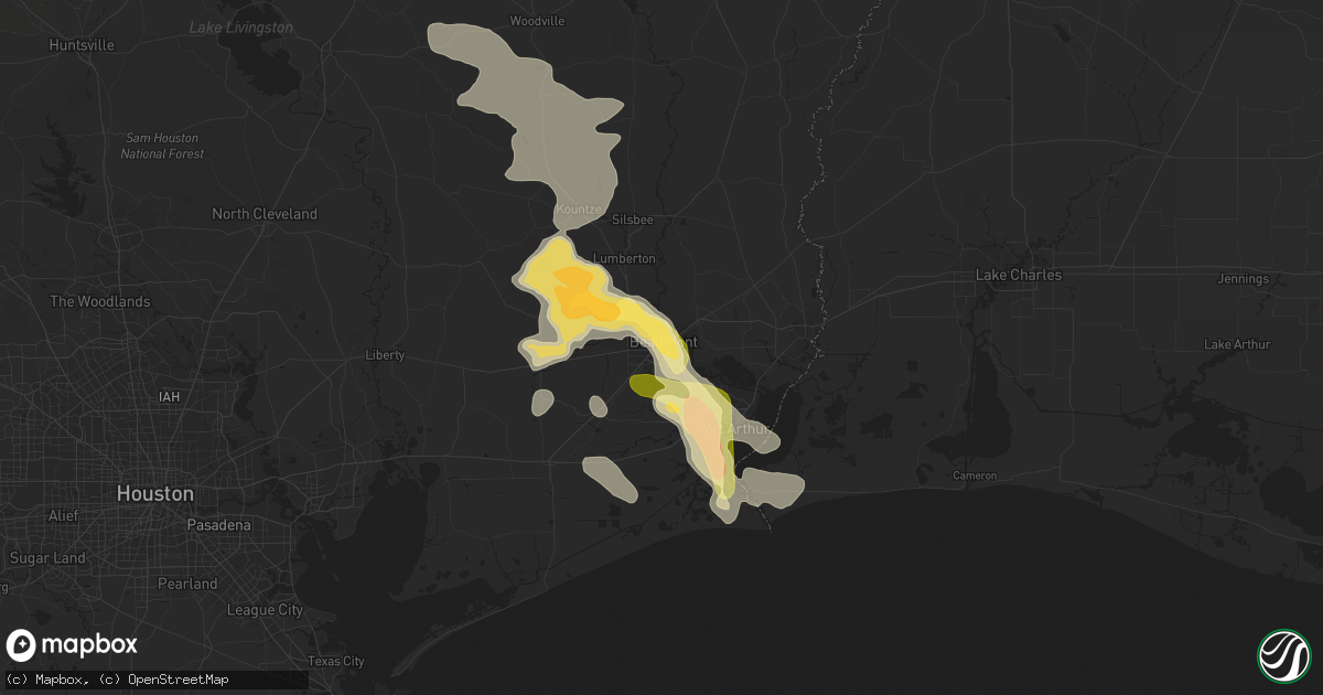 Hail map in Beaumont, TX on April 15, 2023