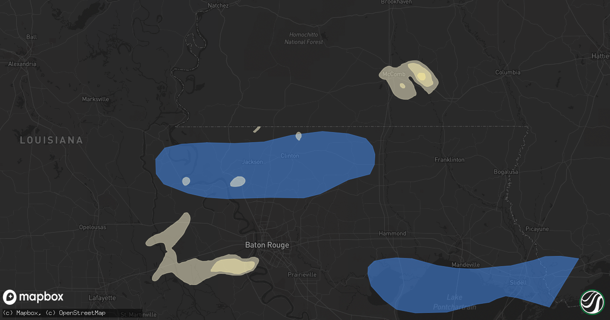 Hail map in Clinton, LA on April 15, 2023