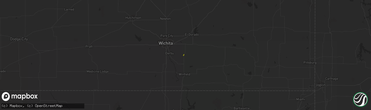 Hail map in Douglass, KS on April 15, 2023