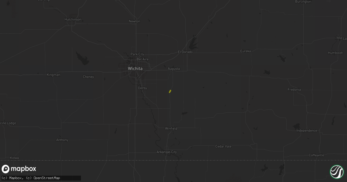 Hail map in Douglass, KS on April 15, 2023