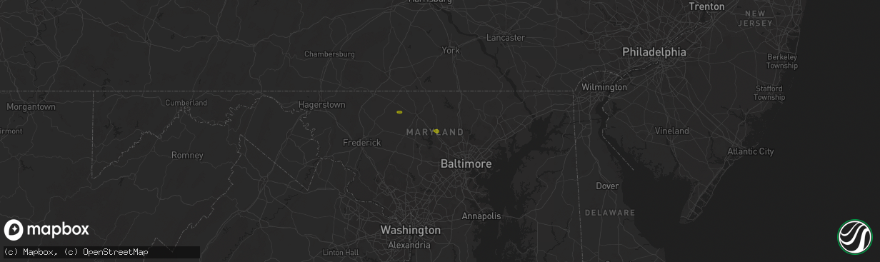 Hail map in Glyndon, MD on April 15, 2023