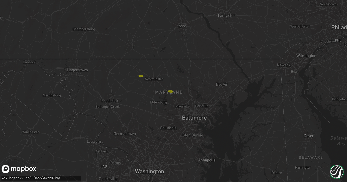 Hail map in Glyndon, MD on April 15, 2023