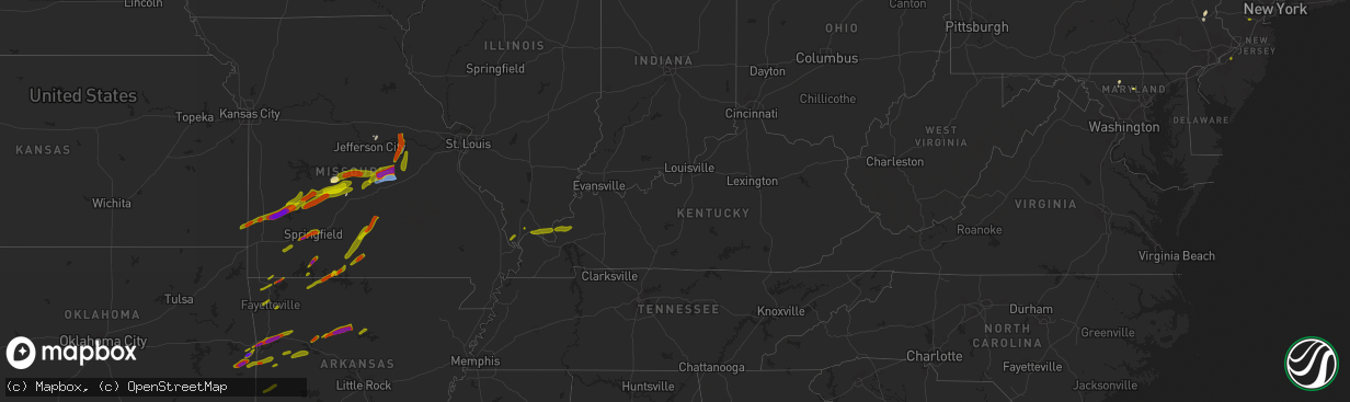 Hail map in Kentucky on April 15, 2023
