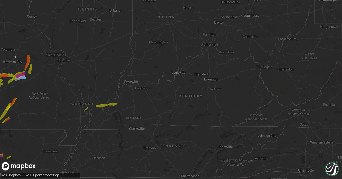 Hail map in Kentucky on April 15, 2023