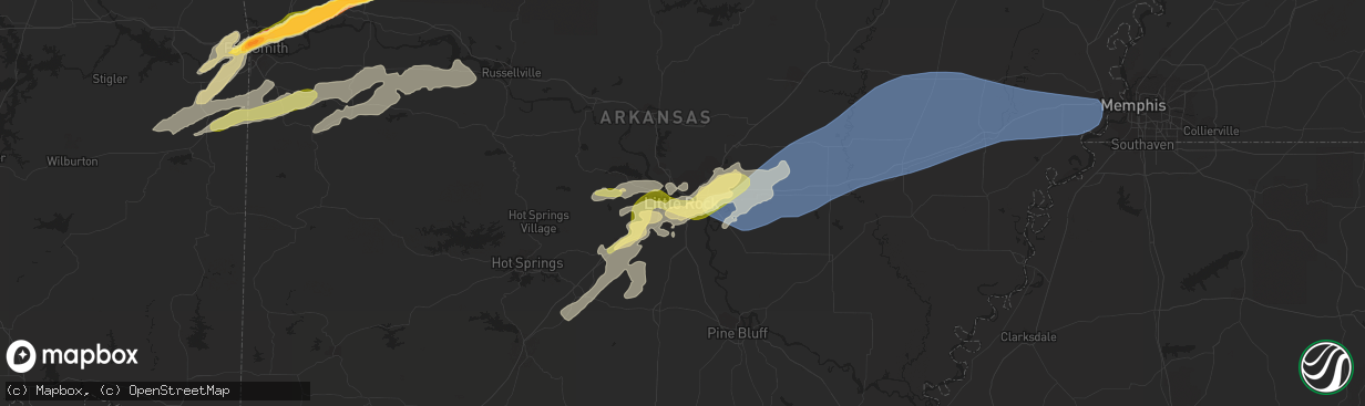 Hail map in Little Rock, AR on April 15, 2023