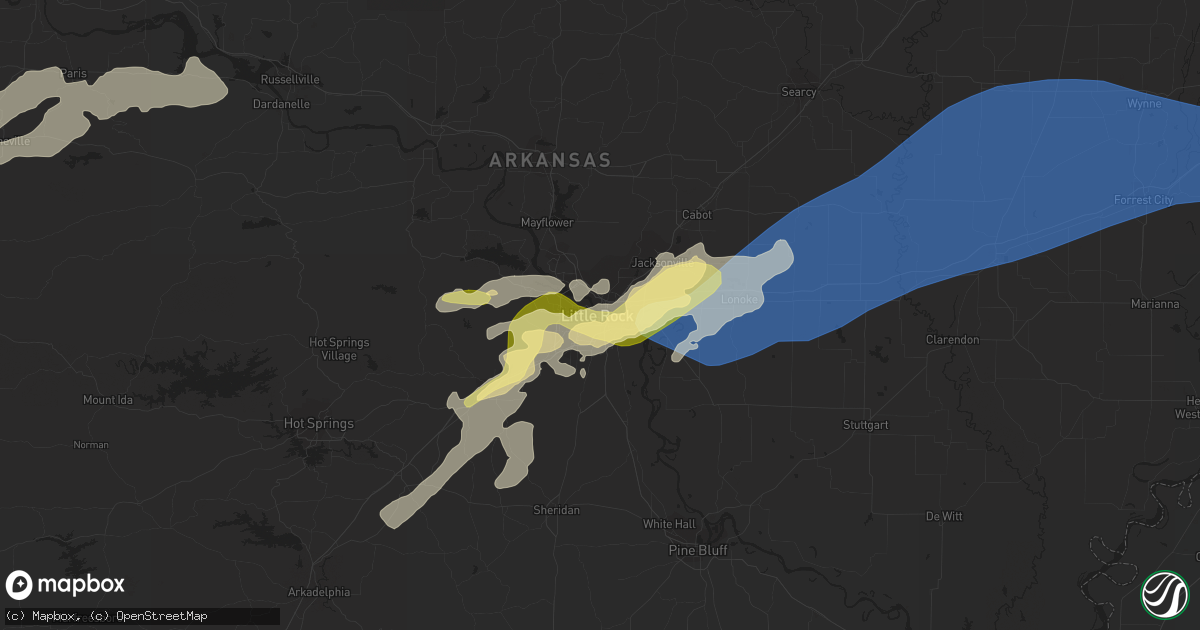 Hail map in Little Rock, AR on April 15, 2023