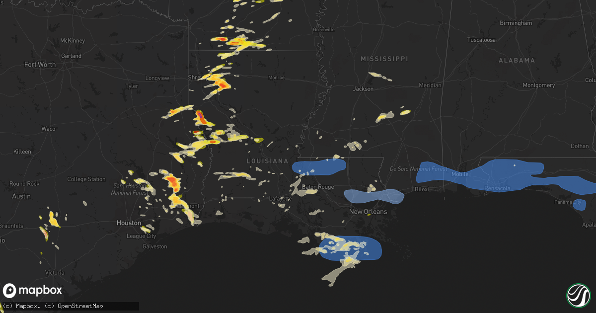 Hail map in Louisiana on April 15, 2023