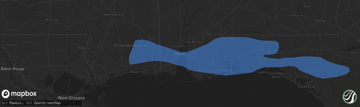 Hail map in Mobile, AL on April 15, 2023