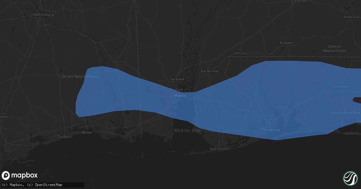 Hail map in Mobile, AL on April 15, 2023
