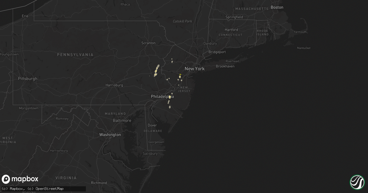 Hail map in New Jersey on April 15, 2023