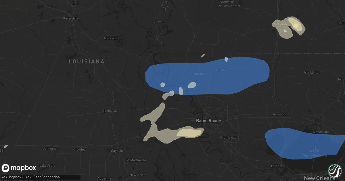 Hail map in New Roads, LA on April 15, 2023