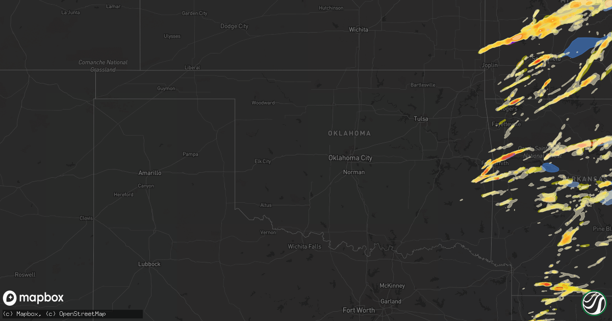Hail map in Oklahoma on April 15, 2023