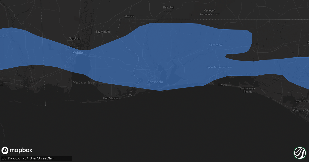 Hail map in Pensacola, FL on April 15, 2023