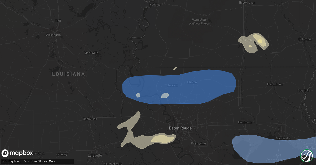 Hail map in Saint Francisville, LA on April 15, 2023