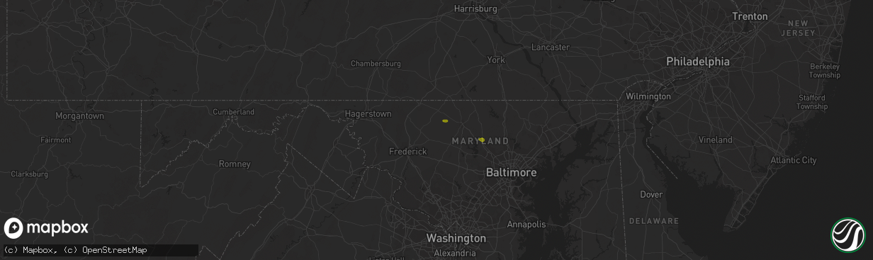 Hail map in Union Bridge, MD on April 15, 2023