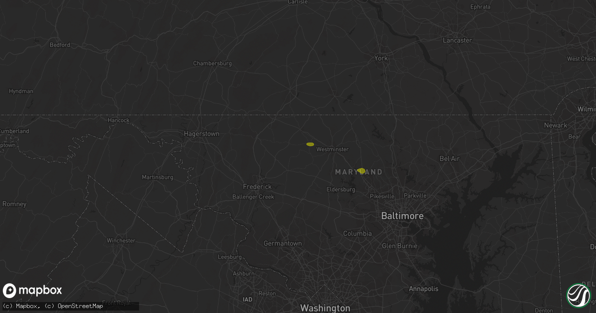 Hail map in Union Bridge, MD on April 15, 2023