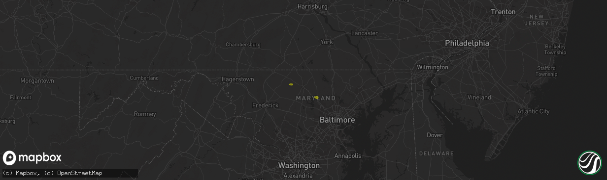Hail map in Westminster, MD on April 15, 2023