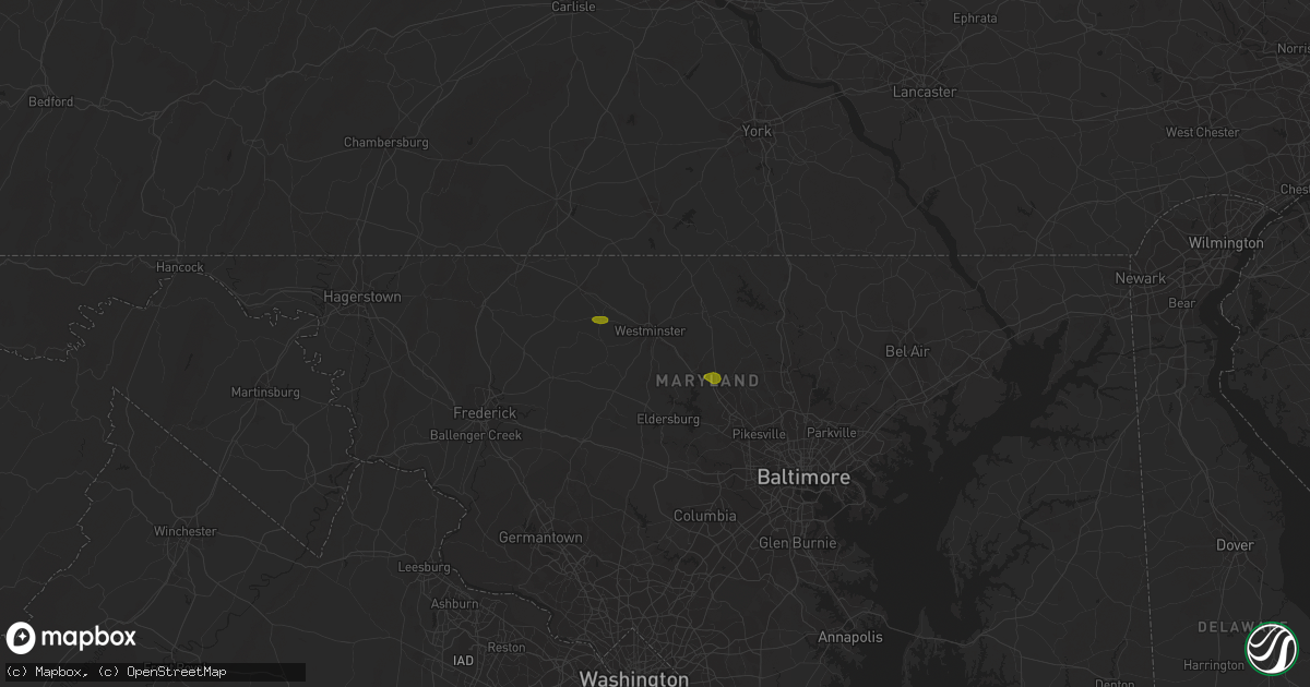 Hail map in Westminster, MD on April 15, 2023