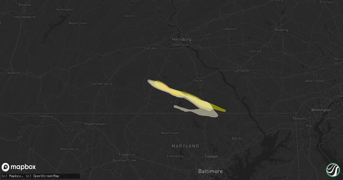 Hail map in Abbottstown, PA on April 15, 2024