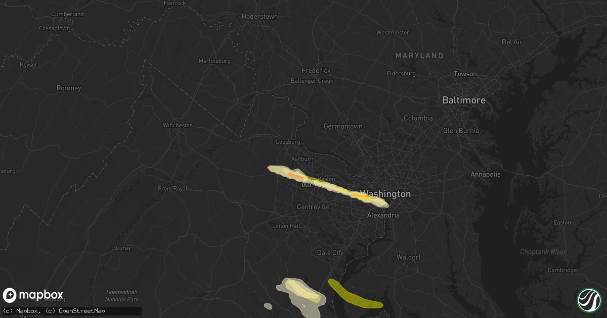 Hail map in Ashburn, VA on April 15, 2024