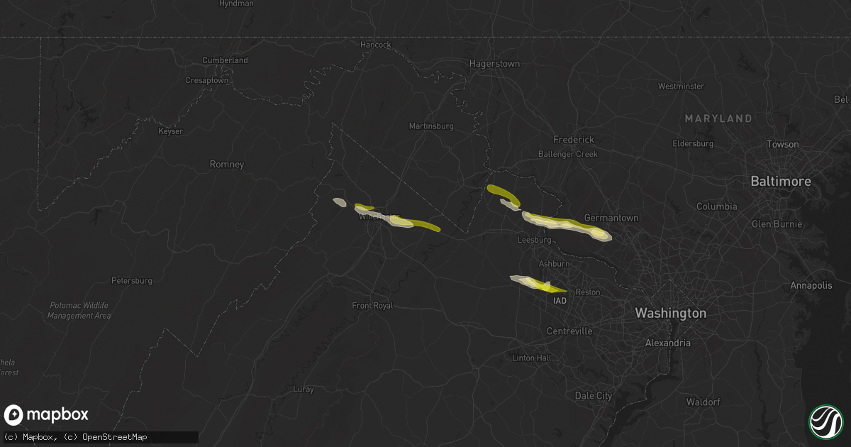 Hail map in Berryville, VA on April 15, 2024