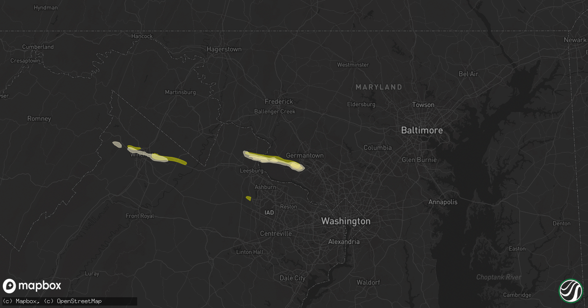 Hail map in Boyds, MD on April 15, 2024