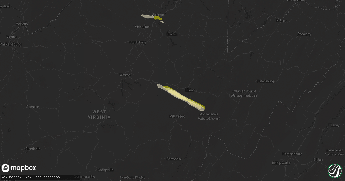 Hail map in Coalton, WV on April 15, 2024