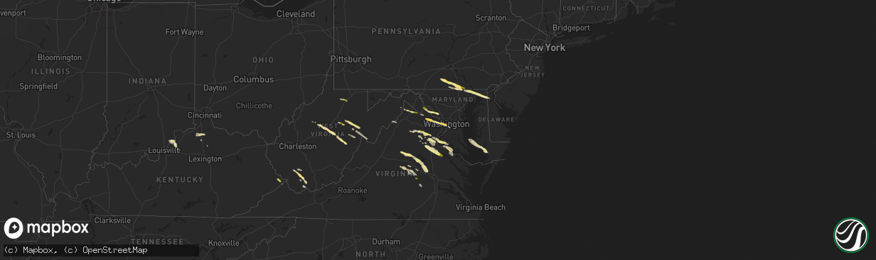 Hail map in Delaware on April 15, 2024