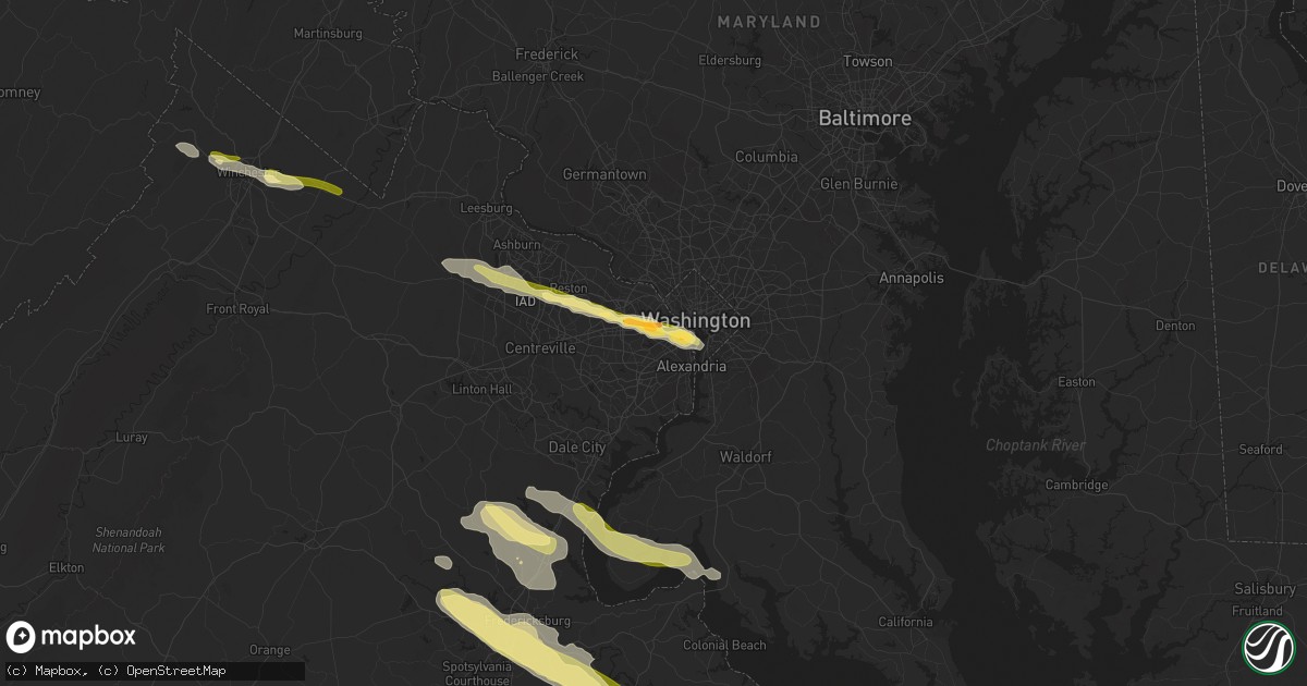 Hail map in Falls Church, VA on April 15, 2024