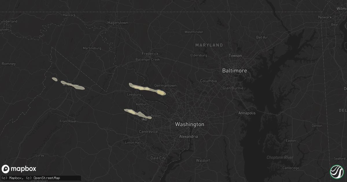 Hail map in Gaithersburg, MD on April 15, 2024