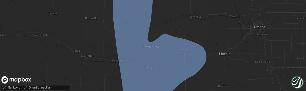 Hail map in Grand Island, NE on April 15, 2024