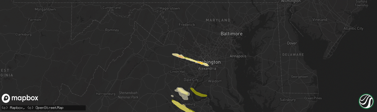 Hail map in Herndon, VA on April 15, 2024