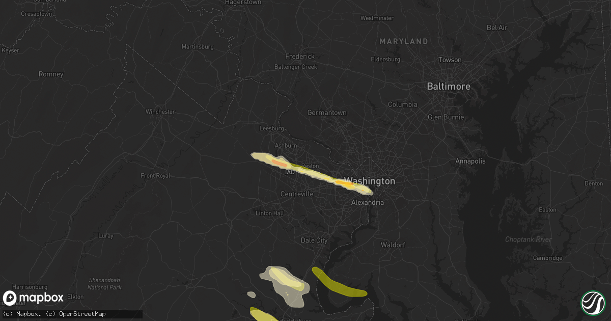 Hail map in Herndon, VA on April 15, 2024
