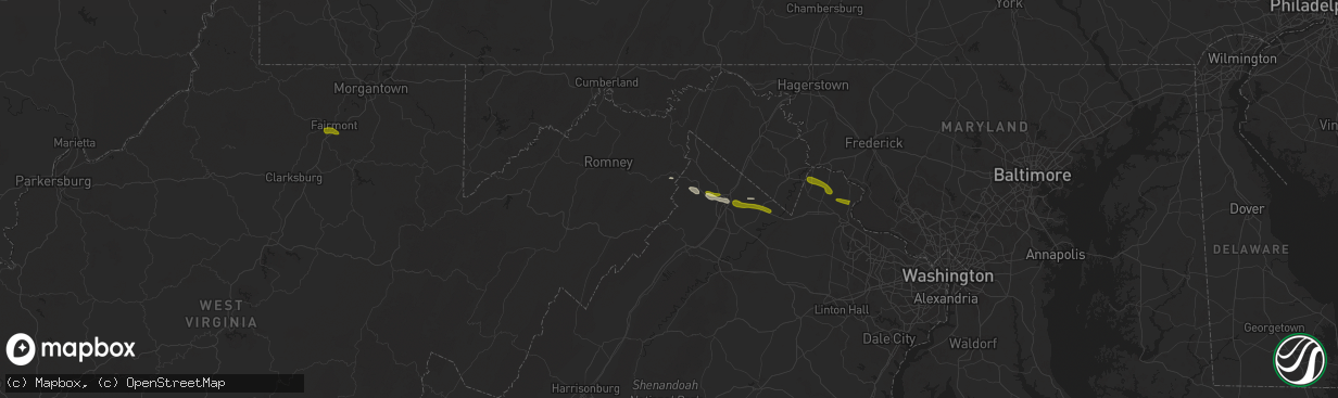 Hail map in High View, WV on April 15, 2024