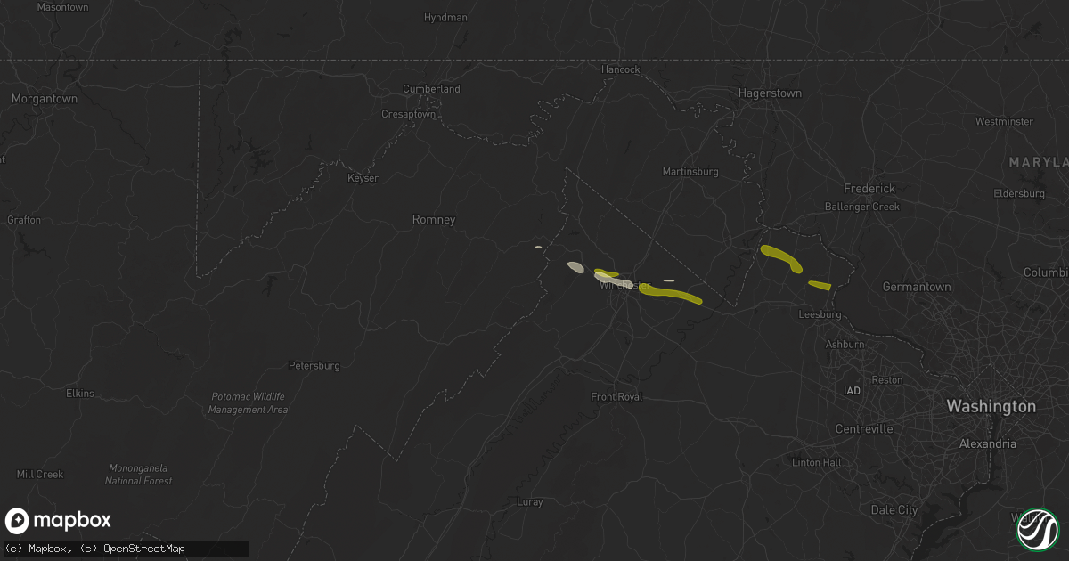Hail map in High View, WV on April 15, 2024