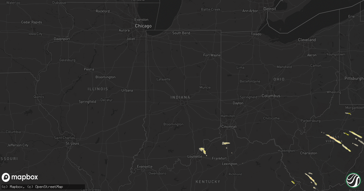 Hail map in Indiana on April 15, 2024