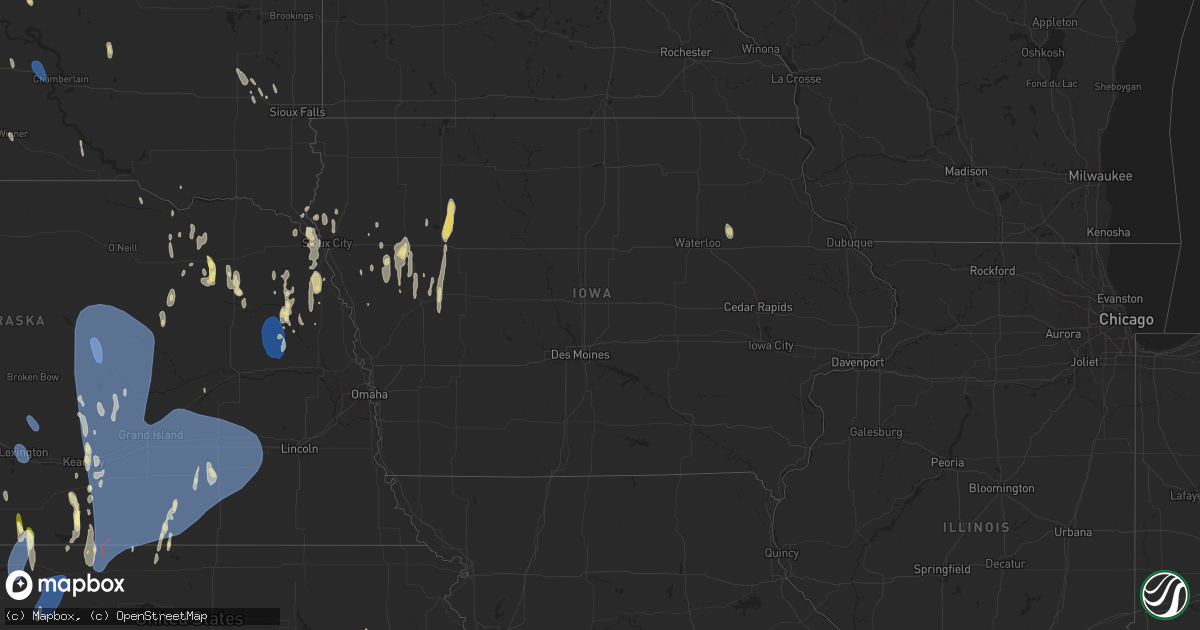 Hail map in Iowa on April 15, 2024