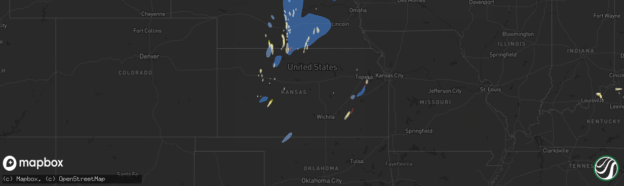 Hail map in Kansas on April 15, 2024