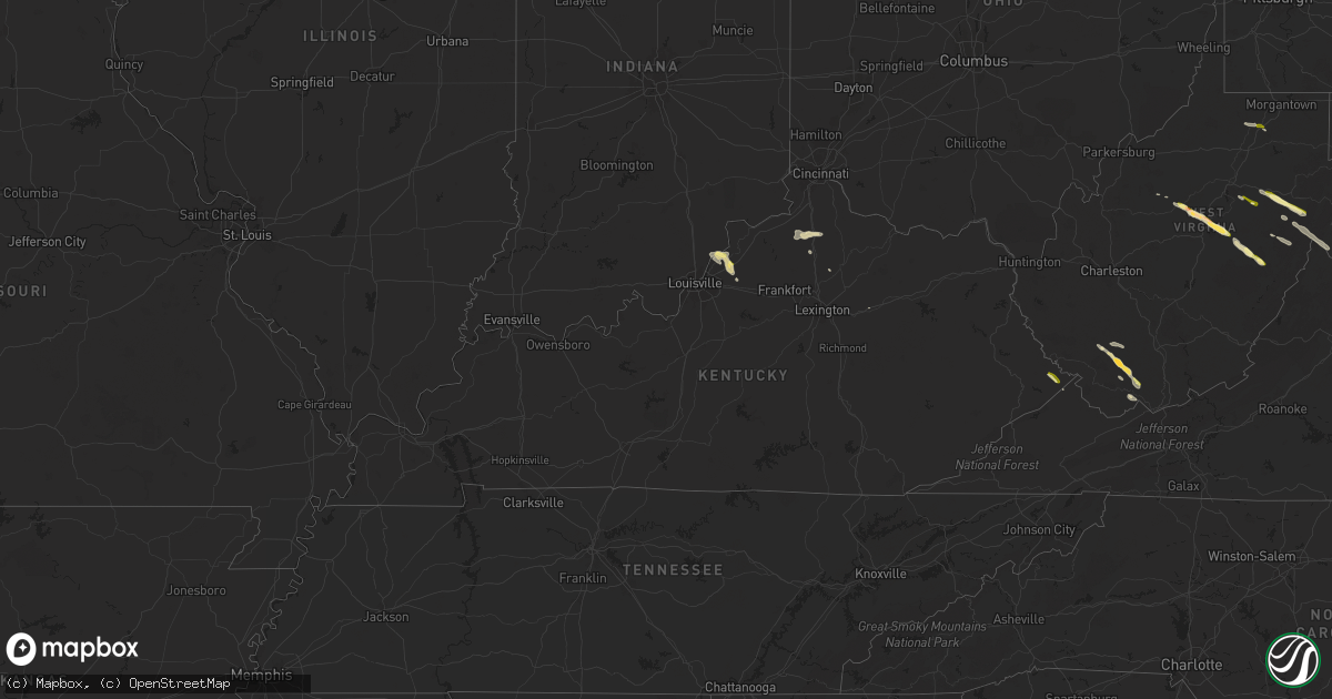 Hail map in Kentucky on April 15, 2024