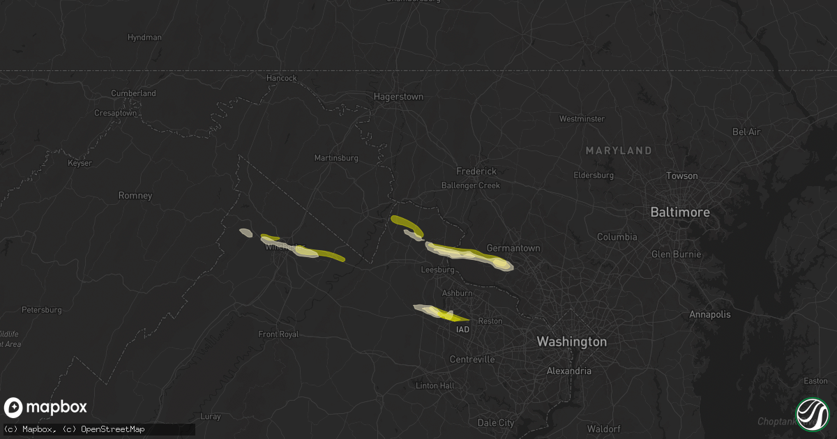 Hail map in Lovettsville, VA on April 15, 2024