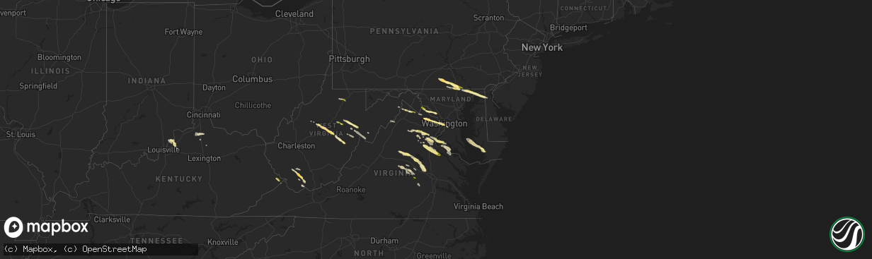 Hail map in Maryland on April 15, 2024