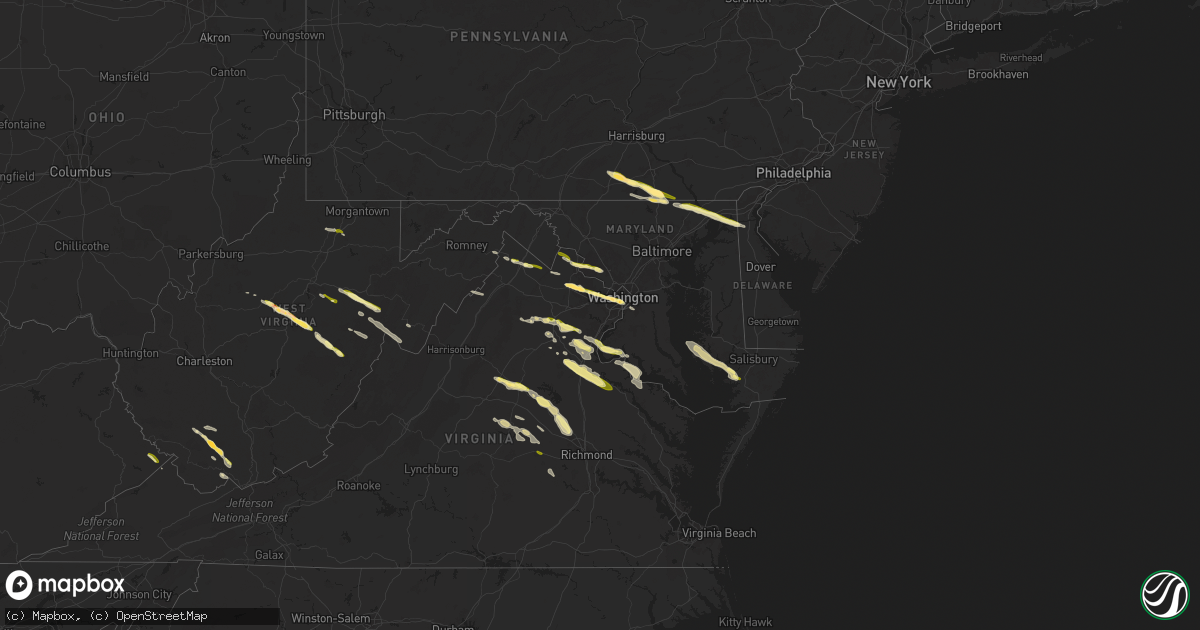 Hail map in Maryland on April 15, 2024