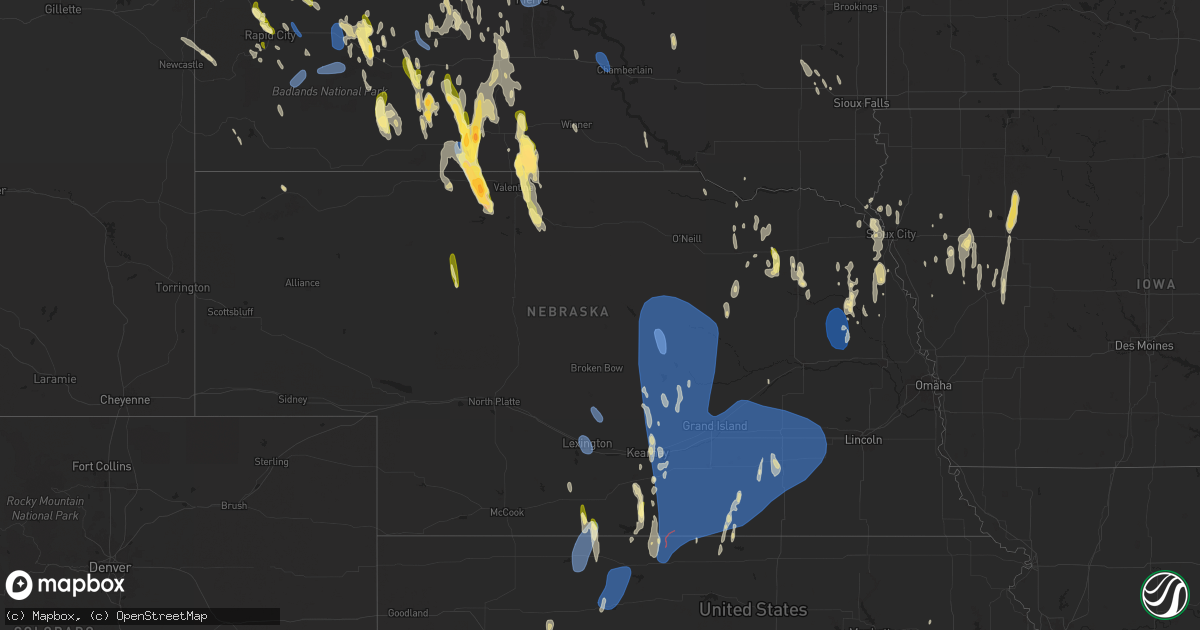 Hail map in Nebraska on April 15, 2024