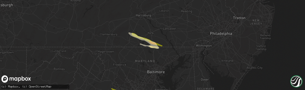 Hail map in New Freedom, PA on April 15, 2024