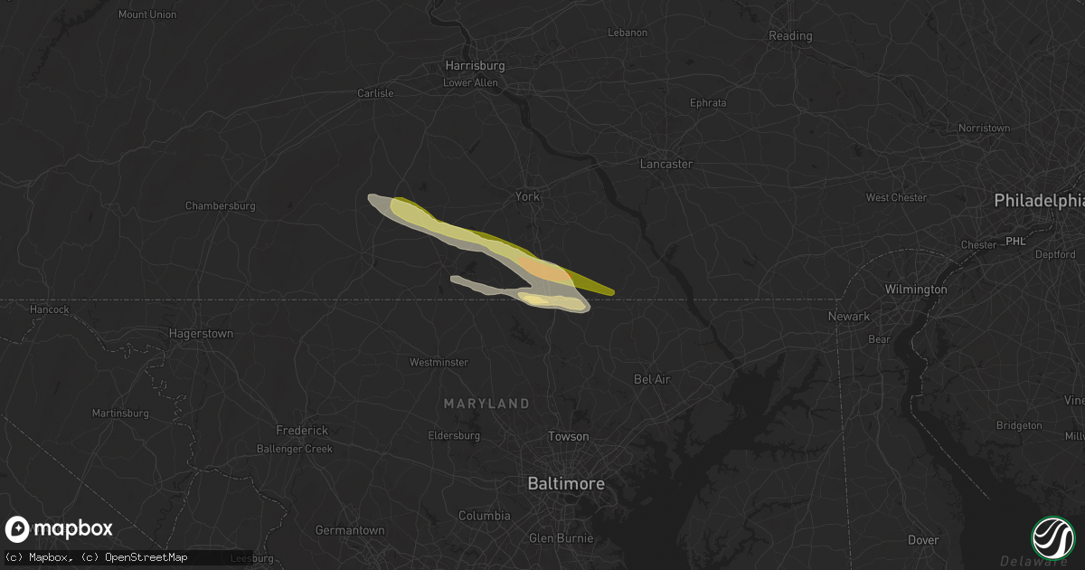 Hail map in New Freedom, PA on April 15, 2024