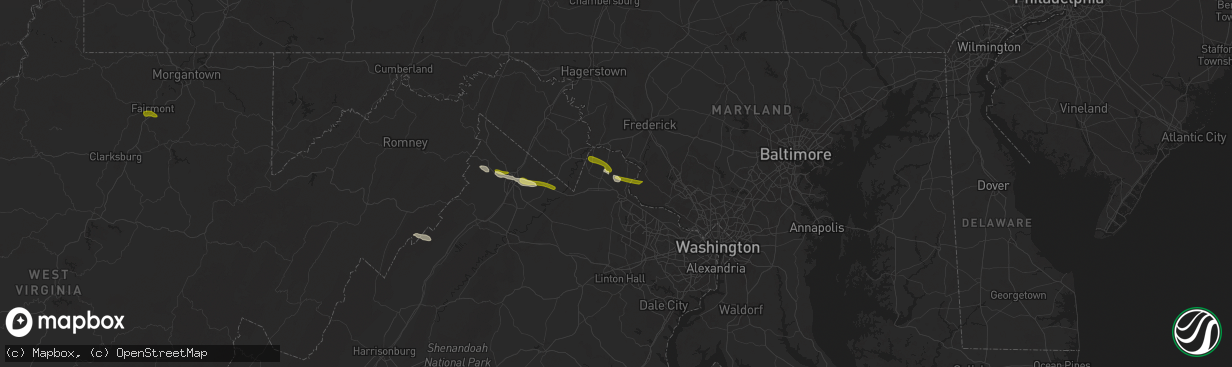 Hail map in Paeonian Springs, VA on April 15, 2024