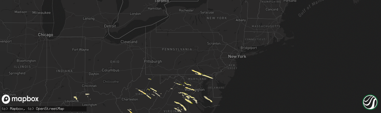 Hail map in Pennsylvania on April 15, 2024