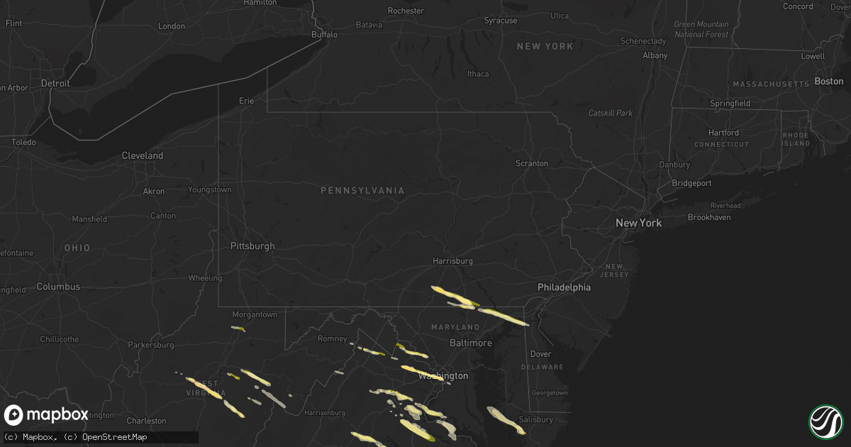 Hail map in Pennsylvania on April 15, 2024