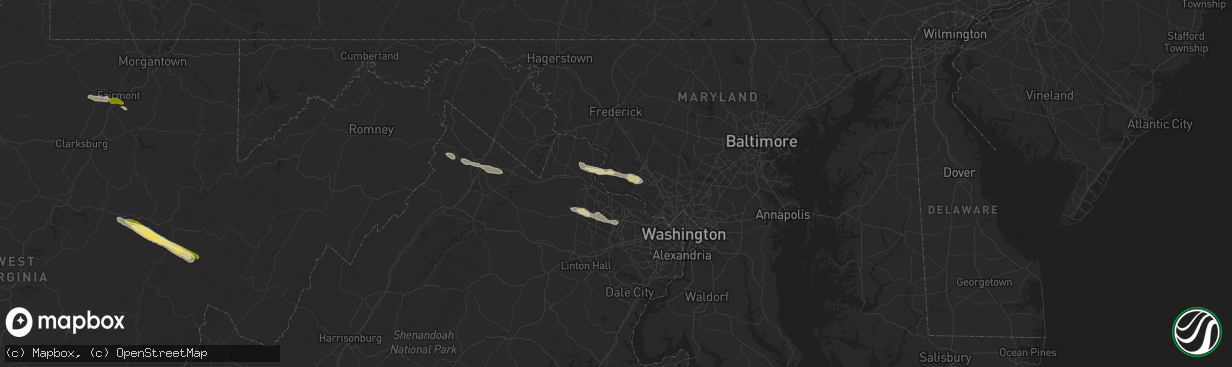 Hail map in Poolesville, MD on April 15, 2024